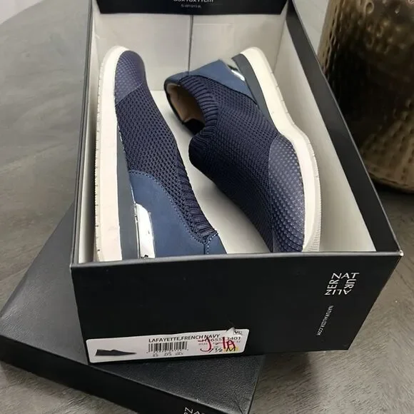 Naturalizer Lafayette French Navy Knit Slip-On Sneakers - Picture 2 of 10